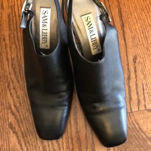 Sam and Libby Black Leather Slingback Shoes  9.5